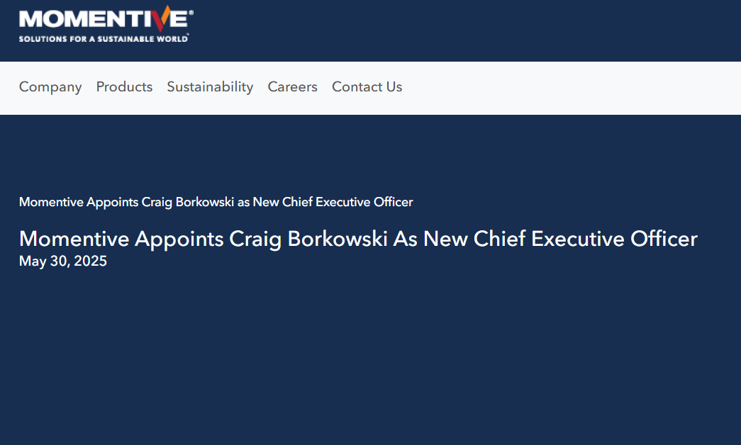 Momentive Names Craig Borkowski as New CEO